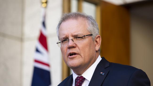 Prime Minister Scott Morrison says his government is making a big commitment to reskill Australians. Picture: Martin Ollman