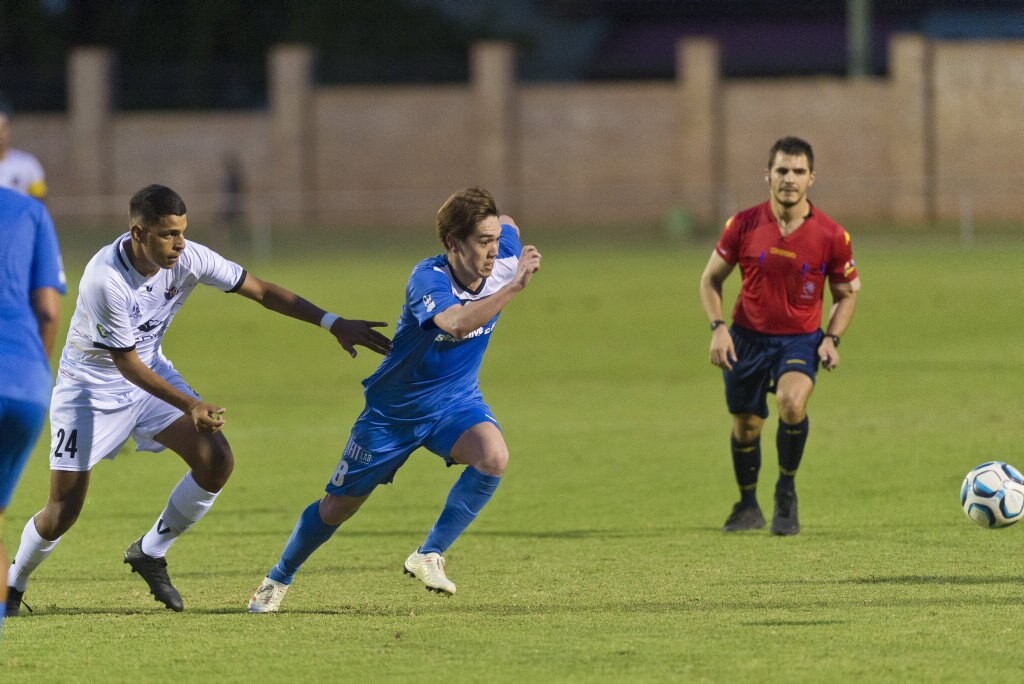 Shota Aizawa for South West Queensland Thunder against Magpies Crusaders in NPL Queensland men round five football at Clive Berghofer Stadium, Saturday, March 2, 2019. Picture: Kevin Farmer