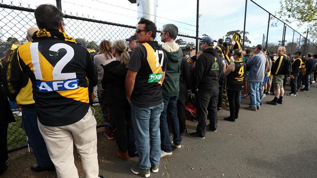 Fans watched from outside the fence during. Picture: Getty Images