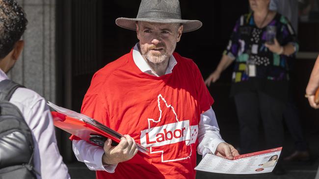 Labor supporters at early voting for the Brisbane City Council Election at Brisbane City Hall on Monday. Picture: Richard Walker