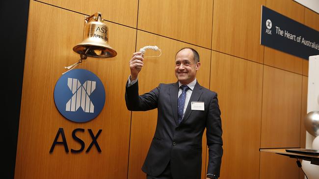 30/06/2020. Vodafone CEO Inaki Bettoeta ringing the ASX bell, signalling Vodafones' $15bn merger with TPG. Jane Dempster/The Australian.