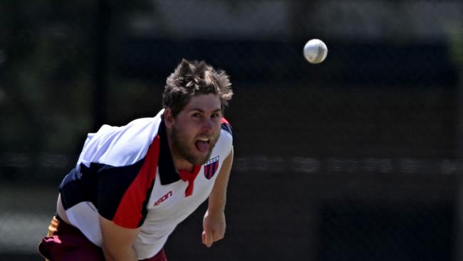 Jordan Hammond bowls for the DDAC representative side. Picture: Andy Brownbill