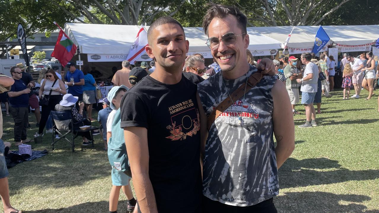 Jordan Wimbis and Patrick Mays at the La Festa - Food and Wine day as part of Cairns Italian Festival at Fogarty Park. Picture: Andreas Nicola