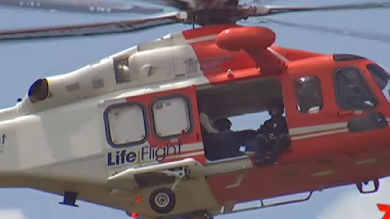 LifeFlight crews rushed to a crash near Ipswich this morning. Pictures: Ch 7 Sunshine Coast