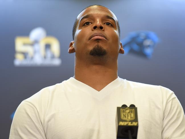 Panthers quarterback Cam Newton speaks to the media ahead of Super Bowl 50.