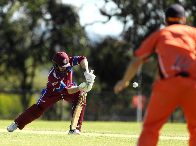 Zac Wilson batting for Knoxfield in the Ferntree Gully and District Cricket Association. Picture: Stuart Milligan