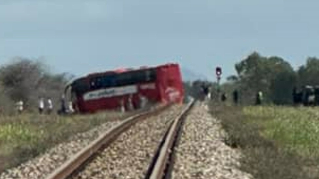 Photos posted on social media from the scene of a horror Greyhound bus crash on the Bruce Highway between Bowen and Townsville.