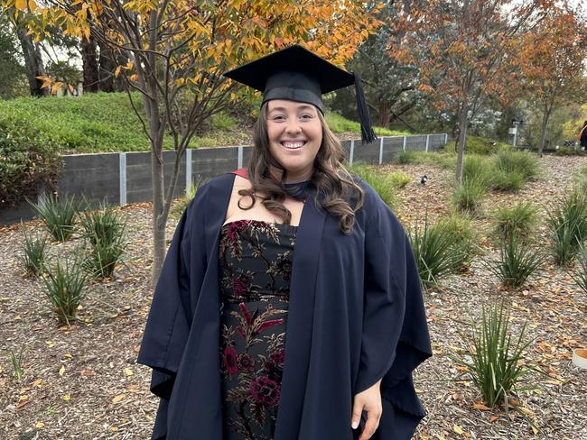 Molly Nihill graduates with a Bachelor of Teaching from La Trobe University on May 14, 2024. Picture: Brittany Busch