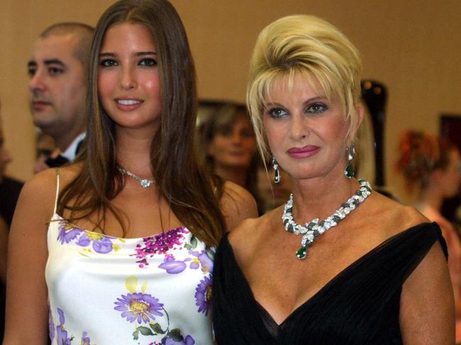 In this file photo taken on August 04, 2001, Ivana Trump (R) and her daughter Ivanka Trump (L) arrive for the traditional Red Cross Ball in Monaco. - The ex-wife of fromer US President Donald Trump died at the age of 73 according to a statement from the Trump family. (Photo by VANINA LUCCHESI / AFP)