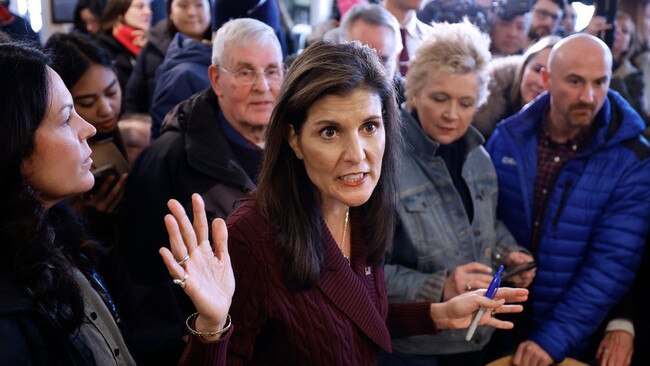 Presidential candidate Nikki Haley at a campaign stop in Hooksett, New Hampshire. Picture: Getty Images