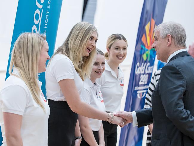 HRH Prince Andrew meets Commonwealth Games volunteers at Gold Coast Sport and Leisure Centre, Carrara. Picture: Supplied