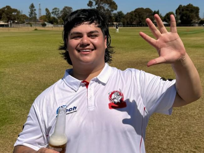 Srey from Marmalade celebrates his five-wicket haul. Picture: Instagram