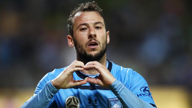 Adam Le Fondre netted a hat-trick for Sydney FC. Picture: Getty Images