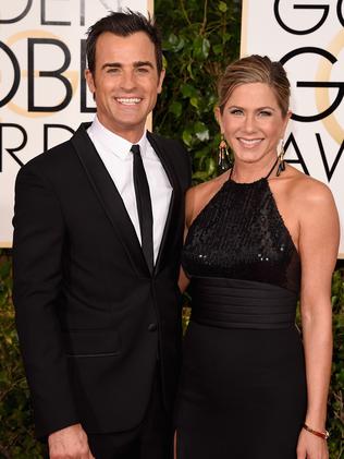 Current husband ... Justin Theroux and Jennifer Aniston attend the 72nd Annual Golden Globe Awards on January 11 2015. Picture: Getty.