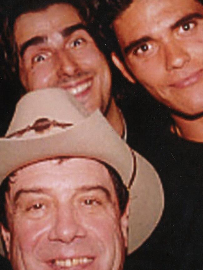 Molly Meldrum with Nick Giannopoulos and Mark Philippoussis at Heat Nightclub in the 1990s.