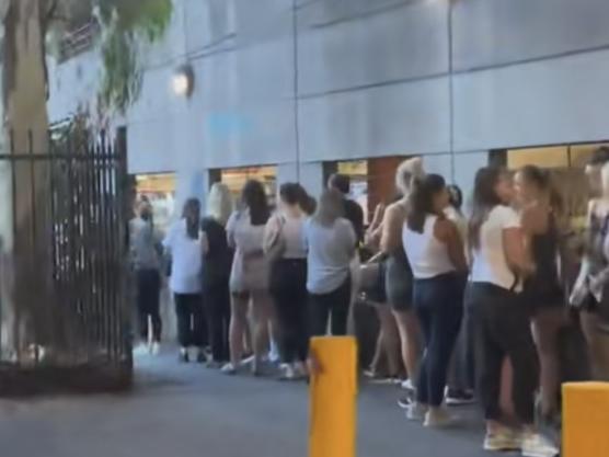 Bargain hunters and fashion fans queue in Prahran at 7am on Friday, February 17 to get into the Henne warehouse sale. Henne is the fashion brand part owned by Nadia Bartel.Picture: TikTok/Supplied