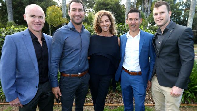 Jane Grace (centre) with cyclist Stuart O’Grady, surfer surfer Joel Parkinson, cyclist Robbie McEwen and boxer Jeff Horn launching the charity. Picture: Mike Batterham