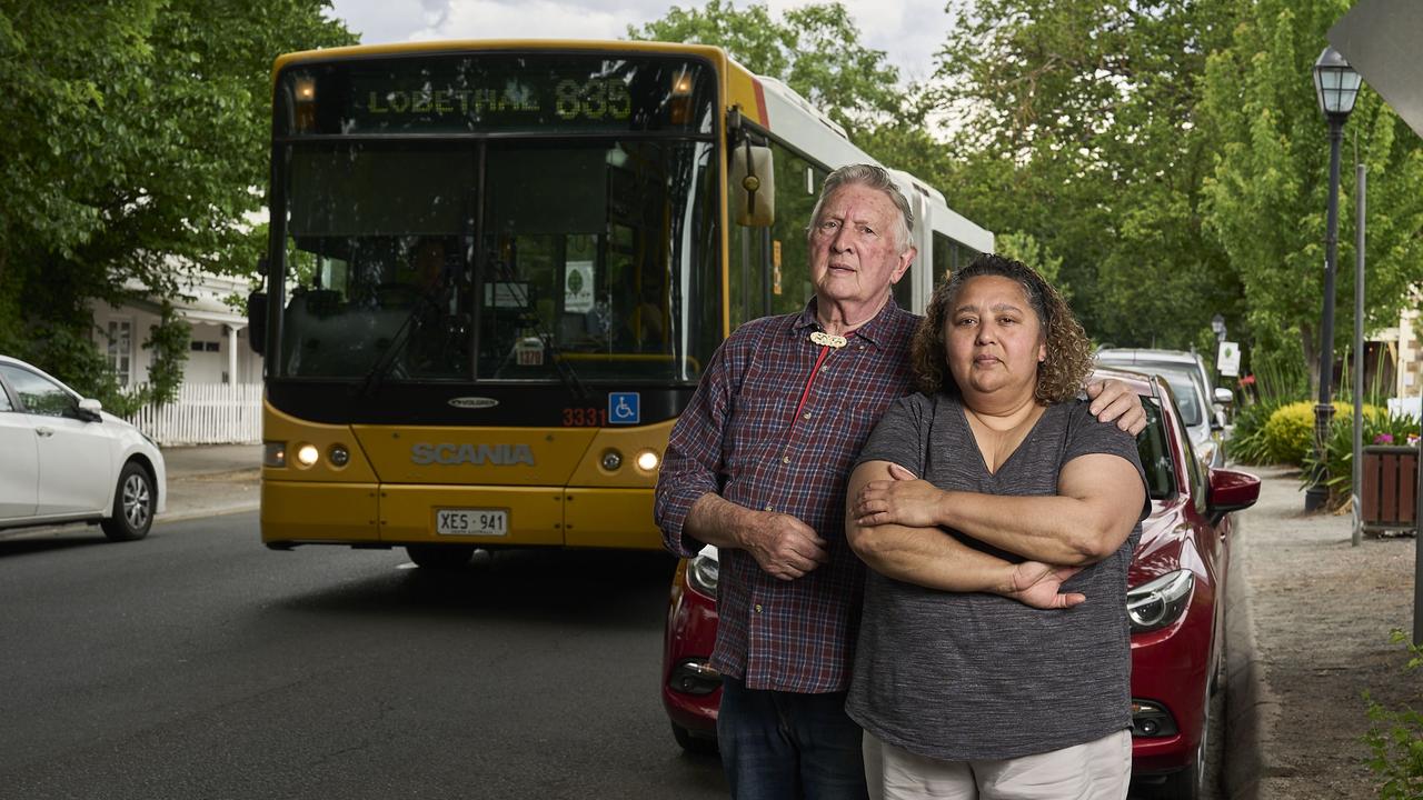 Harold Gallasch with his daughter, Sarenah, on Hahndorf’s Main St. Picture: Matt Loxton