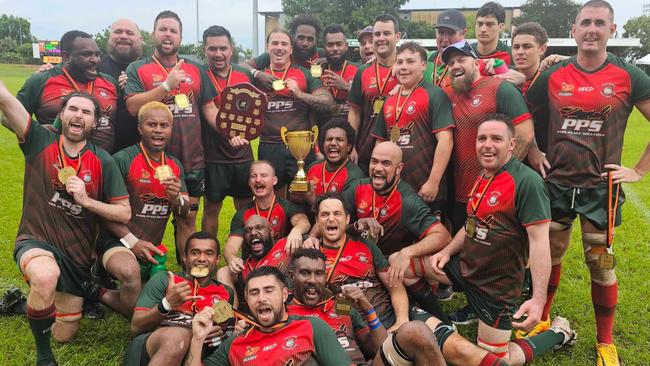 South Darwin's B-grade side celebrating its 2024-25 grand final victory. Picture: South Darwin Facebook page