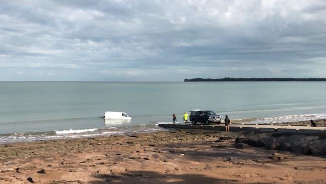 The white van was crying for help in the water off Vesteys Beach