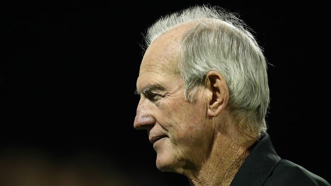 MUDGEE, AUSTRALIA - FEBRUARY 27: Rabbitohs head coach Wayne Bennett looks on during the Charity Shield &amp; NRL Trial Match between the South Sydney Rabbitohs and the St George Illawarra Dragons at Glen Willow Regional Sports Stadium on February 27, 2021 in Mudgee, Australia. (Photo by Mark Metcalfe/Getty Images)