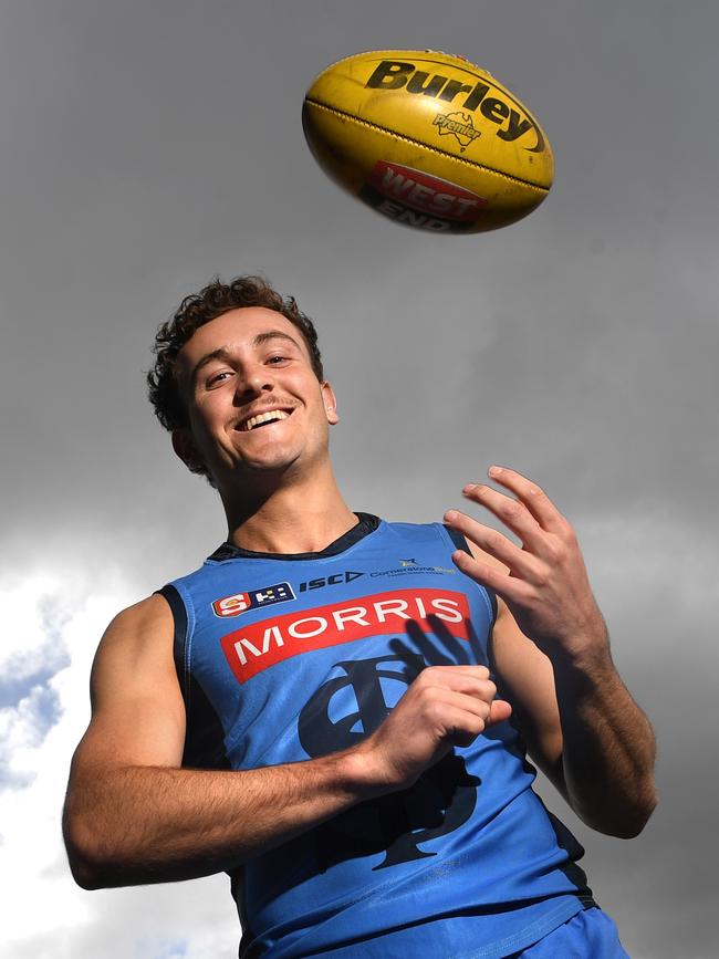 Sturt footballer and AFL draft prospect Tom Emmett at Unley Oval. Tricia Watkinson