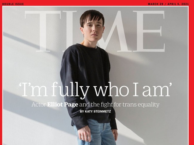 Use Custom crop 650 x 860. Elliot Page On March/April 2021 cover of Time Magazine. Picture:  TIME