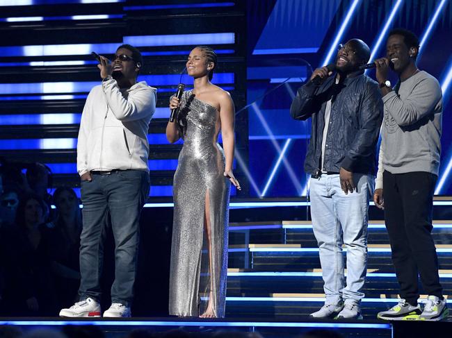 Alicia Keys led a stirring tribute to Kobe Bryant at the Grammys. Picture: Getty Images