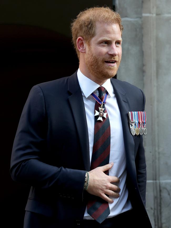 Harry during his solo visit to London for an Invictus Games service in May. Picture: Chris Jackson/Getty Images