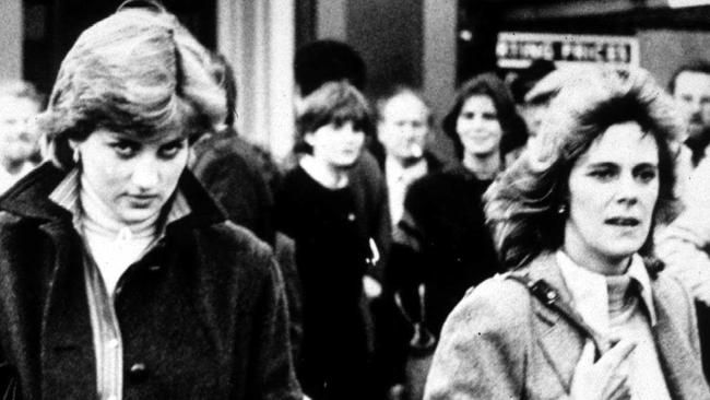 Lady Diana Spencer and Camilla Parker-Bowles at Ludlow Races where Prince Charles is competing, 1980. (Photo by Express Newspapers/Archive Photos)