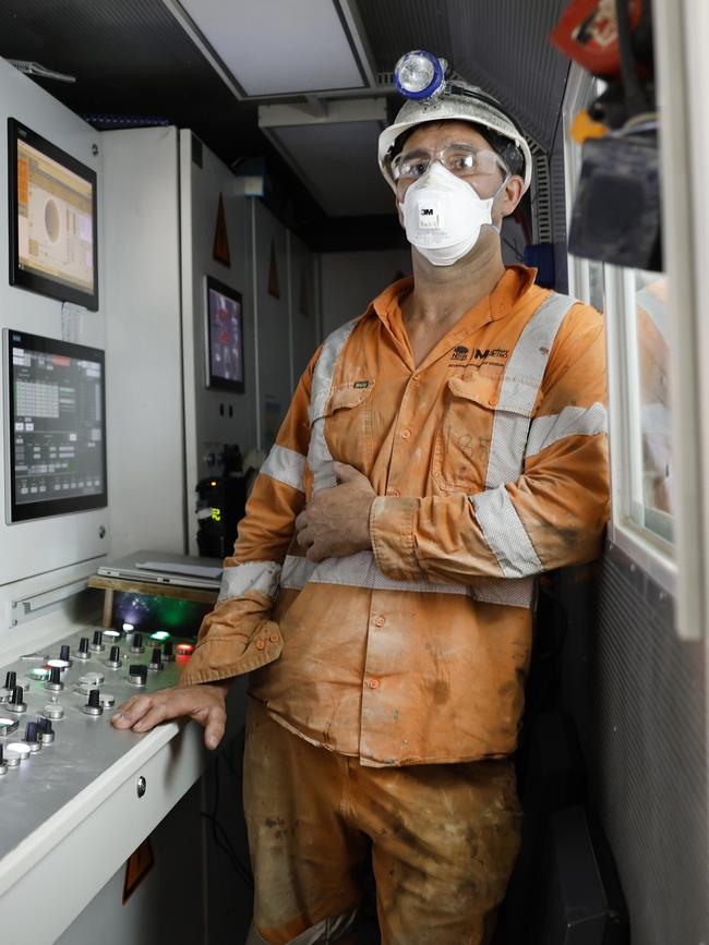 TBM operator Linton Moore drives the tunnel borer as it is digging tunnels for Metro West. Picture: Richard Dobson