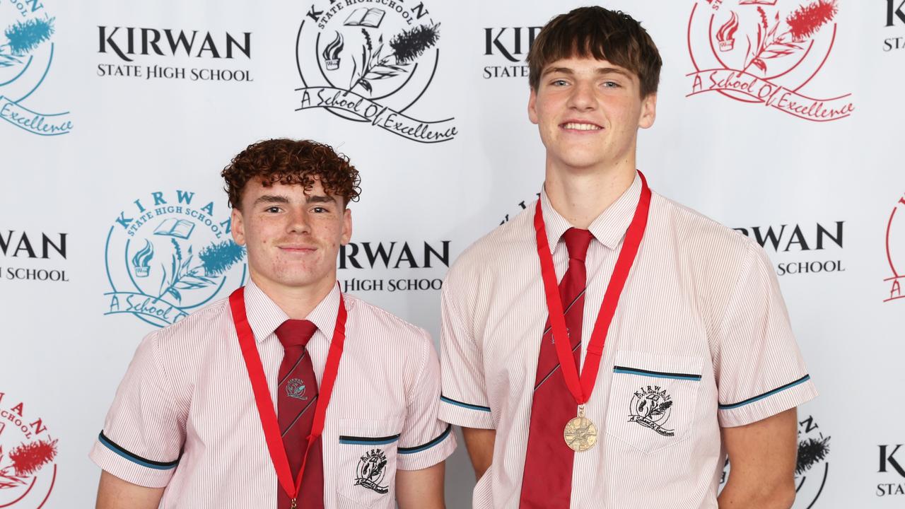 Kirwan State High School 2024 Sports Captains Logan Brookes (L) and Wil Hope (R). Picture: Courtney Thomson.