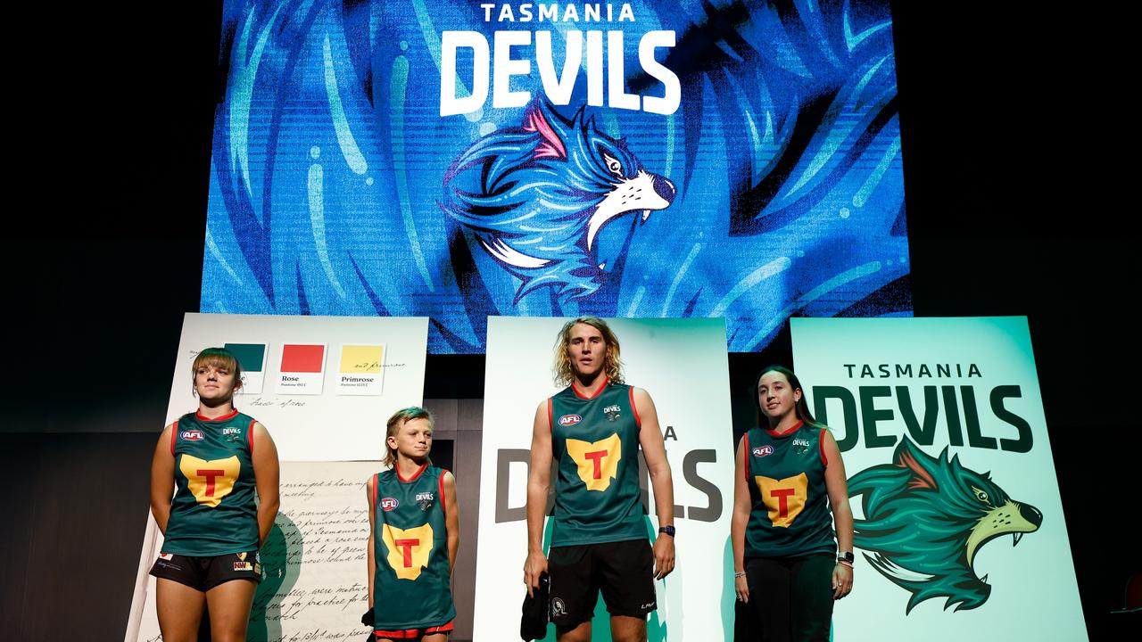 The Tasmanian Devils were unveiled this week. (Photo by Michael Willson/AFL Photos via Getty Images)