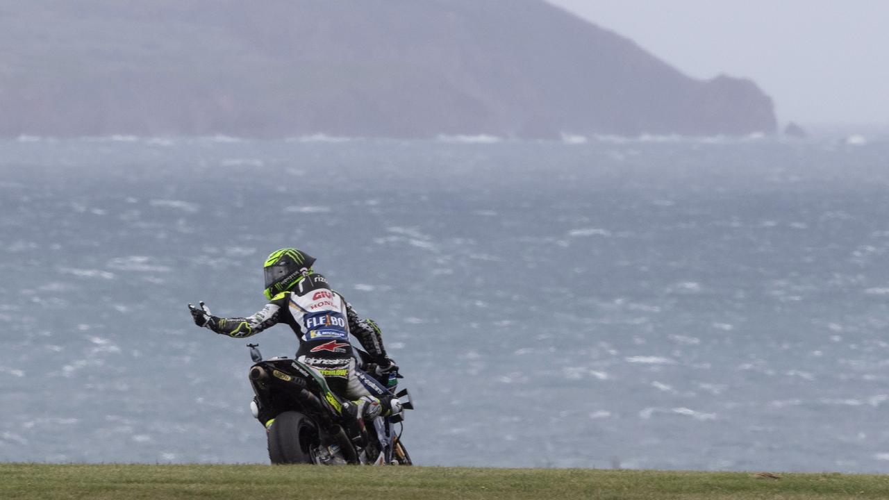 Cal Crutchlow remonstrates during Saturday’s action. Picture: Mirco Lazzari