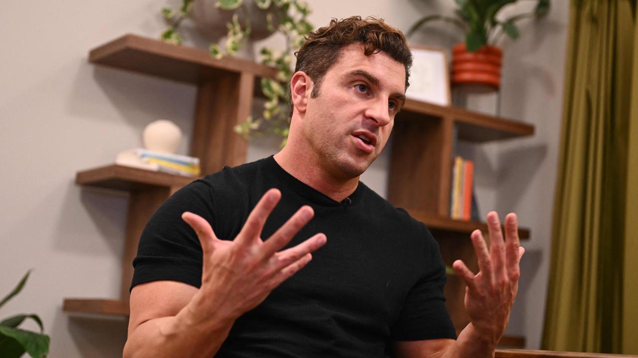 Airbnb co-founder and CEO Brian Chesky speaks during an interview about Airbnb Experiences and the launch of Airbnb Services. Picture: Patrick T. Fallon / AFP.