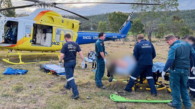 A young man was airlifted from the South Burnett to the Sunshine Coast on Thursday afternoon following a serious crash off a motorcycle.