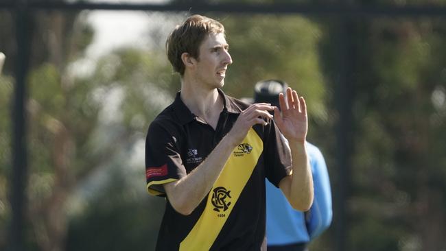 Richmond bowler Sam Mills. Picture: Valeriu Campan