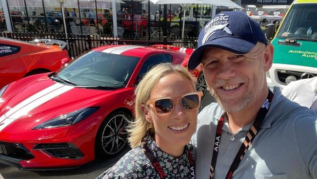 Zara and Mike Tindall at the Adelaide 500 track.