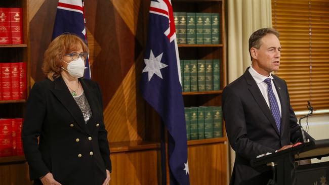 Karen Price with Greg Hunt. Picture: NCA NewsWire / Wayne Taylor