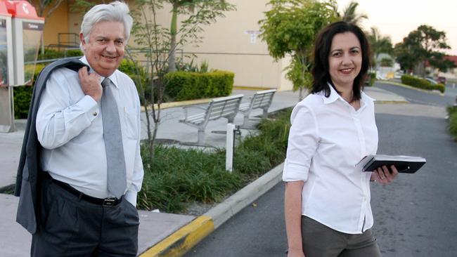 Henry Palaszczuk and daughter, Annastacia Palaszczuk she is the Labor member for Inala at the Inala Plaza.