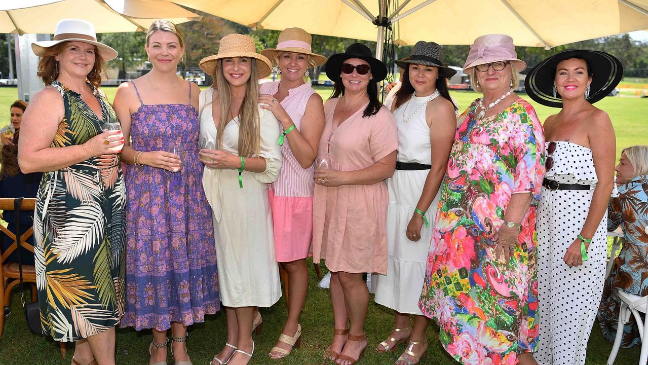 Nicole Gegg, Shayla Moore, Kimberlea Krause, Stacey Hitch, Lara Brody, Lori Biffin, Robyn Kildey and Cassidy William at the Polo &amp; Provedores, Noosa. Picture Patrick Woods.