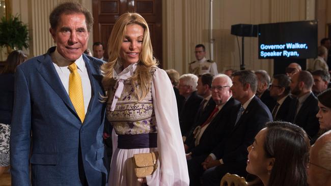 US casino owner Steve Wynn and his wife, Andrea, at the White House in 2017. Picture: AFP