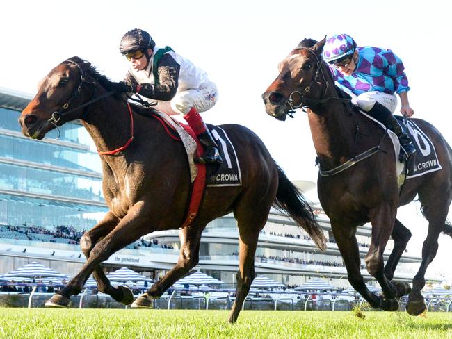 Mr Brightside (NZ) ridden by Craig Williams wins the Crown Makybe Diva Stakes at Flemington Racecourse on September 14, 2024 in Flemington, Australia. (Photo by Brett Holburt/Racing Photos via Getty Images)