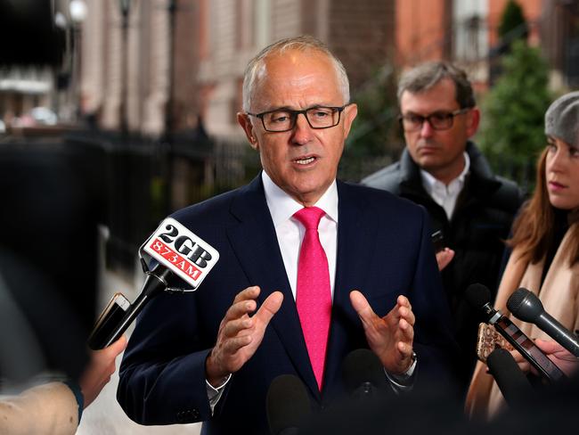 WASHINGTON DC.... Australian Prime Minister Malcolm Turnbull addresses the media during a door stop outside Blair House in Washington DC. .   Pic Nathan Edwards