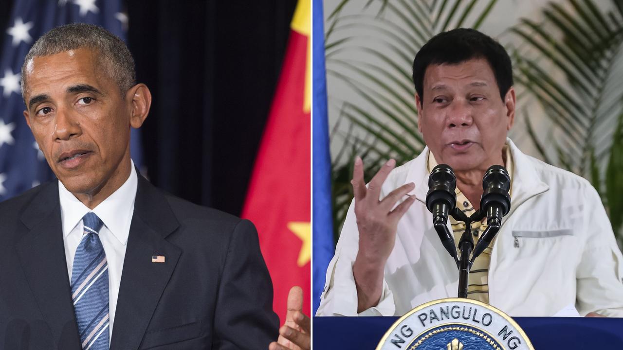 Mr Duterte once launched a foul-mouthed tirade against Barack Obama. Picture: AFP