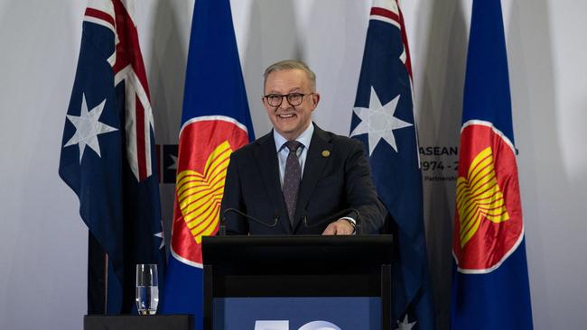 Prime Minister Anthony Albanese speaks to media during the ASEAN-Australia Special Summit 2024 in Melbourne.