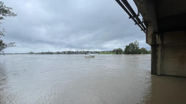 A boat that broke from its mooring along the Coomera River at Oxenford. Picture: Charlton Hart