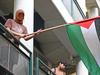 Window shattered as protesters storm building