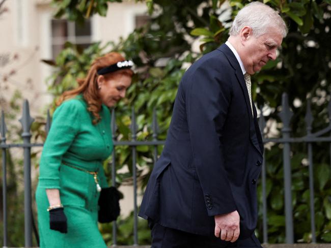 Prince Andrew, Duke of York and Sarah Ferguson leave after attending the Easter Matins Service at St. George's Chapel, Windsor Castle. Picture: Hollie Adams - WPA Pool/Getty Images