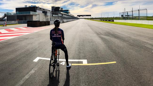 Taylor at the Tailem Bend Motorsport Park where she will ride in Revolve 24 next March. Picture: Supplied.